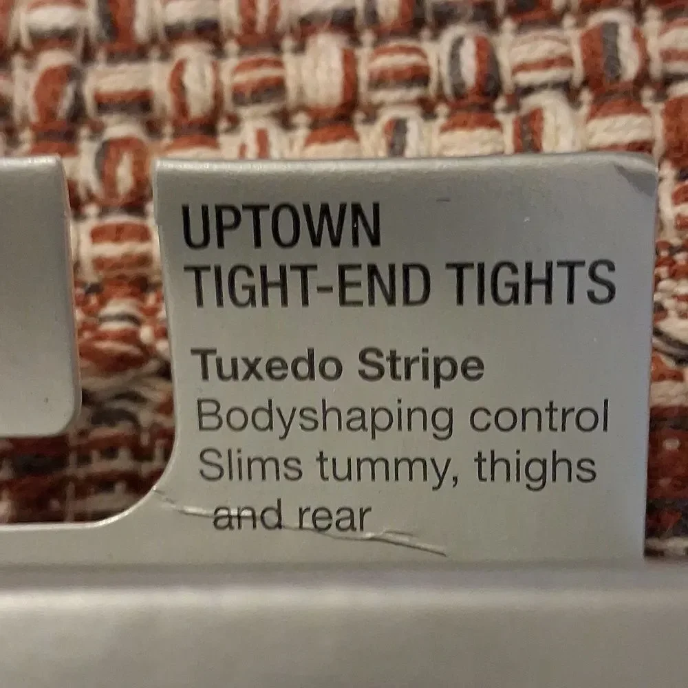 SPANX Uptown Tight End Tights Black Tuxedo Stripe Patterned Body Shaping Size C